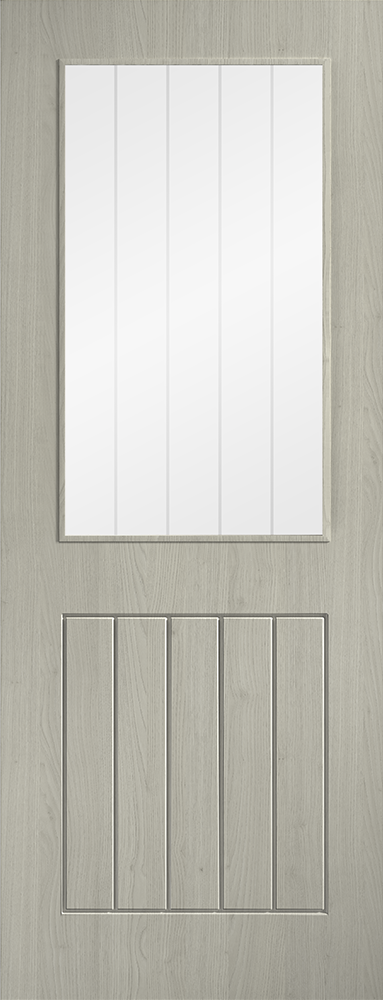Light Grey Laminate Cottage Clear Glazed Pre-Finished Door