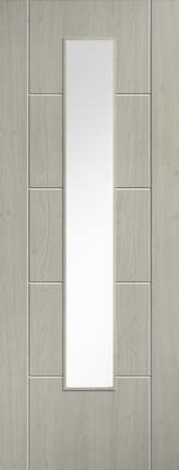 Light Grey Laminate Ladder Clear Glazed Pre-Finished Door