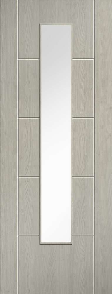 Light Grey Laminate Ladder Clear Glazed Pre-Finished Door