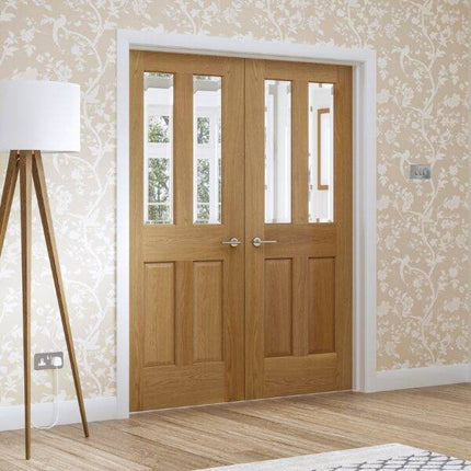 Oak Malton With Clear Bevelled Glass Pre-Finished Door