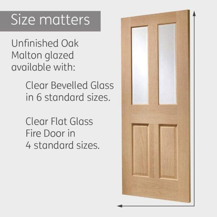 Oak Malton With Clear Bevelled Glass Unfinished Door