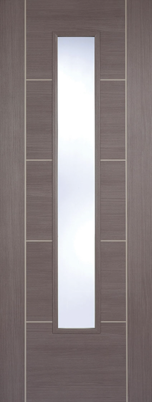 Medium Grey Laminate Vancouver Clear Glazed Pre-Finished Door