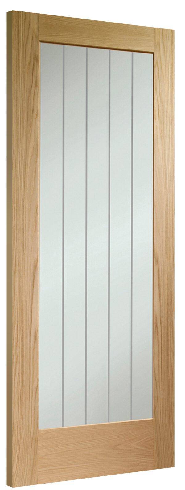 Oak Suffolk Original Unfinished Pattern 10 Clear Etched Glass FD30 Fire Door