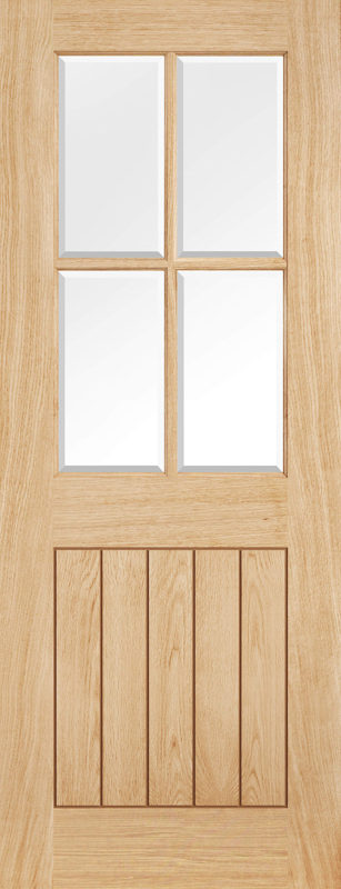 Oak Belize Clear Glazed 4L Unfinished Door