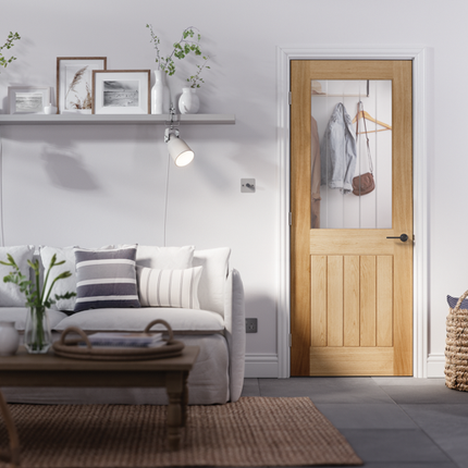 Oak Belize Clear Glazed 1L Pre-Finished Door