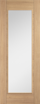 Oak Carini Clear Glazed 1L Unfinished Door