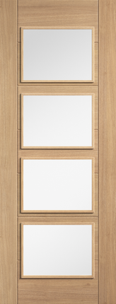 Oak Carini Clear Glazed 4L Pre-Finished Door