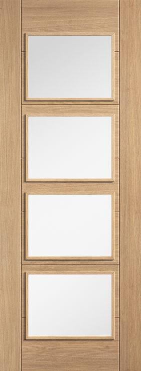 Oak Carini Clear Glazed 4L Pre-Finished Door