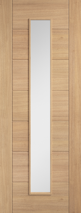 Oak Carini Long Light Clear Glazed Pre-Finished Door
