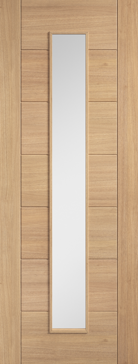 Oak Carini Long Light Clear Glazed Pre-Finished Door