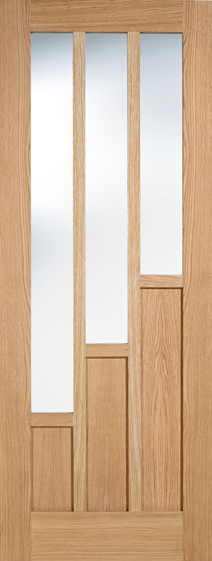 Oak Coventry Clear Glazed 3L Pre-Finished Door