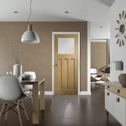 Oak DX With Obscure Glass Pre-Finished Door