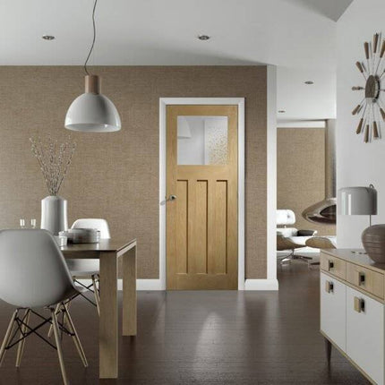 Oak DX With Obscure Glass Unfinished Door