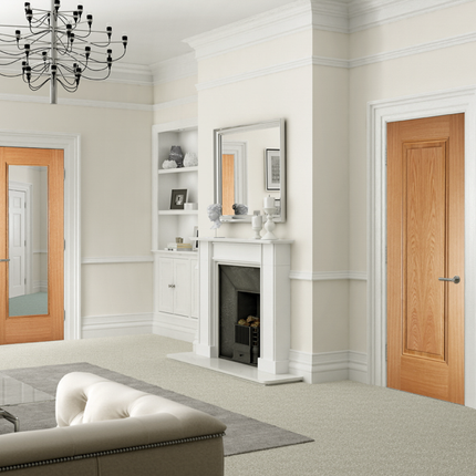 Oak Eindhoven Clear Glazed 1L Pre-Finished Door
