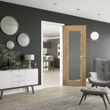 Oak Palermo Essential 1 Light Clear Glazed Unfinished Door