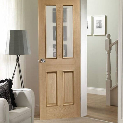 Oak Malton With Clear Bevelled Glass And Raised Mouldings Unfinished Door