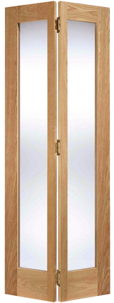 Oak Pattern 10 Clear Glazed 2L Unfinished Bi-Folding Door