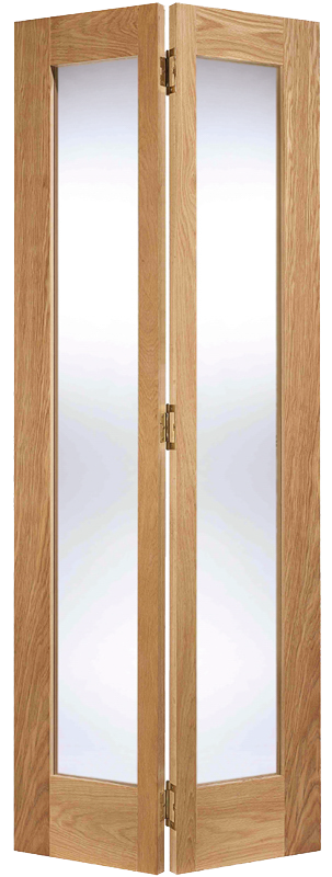 Oak Pattern 10 Clear Glazed 2L Unfinished Bi-Folding Door