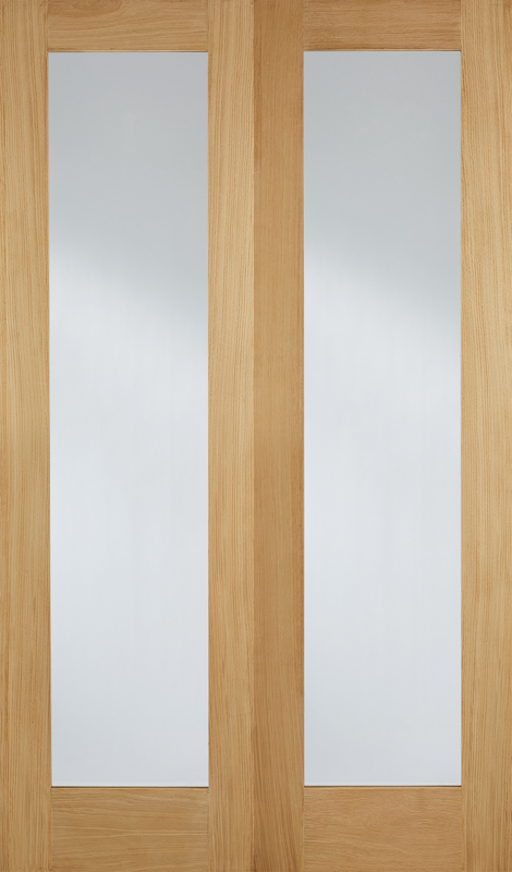 Unfinished Oak Pattern 20 Clear Glazed Door Pair