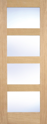 Oak Shaker Clear Glazed 4L Pre-Finished Door