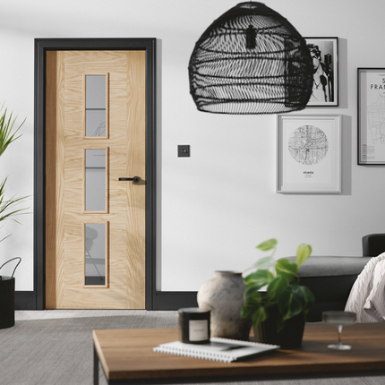 Oak Sofia Clear Glazed 3L Pre-Finished Door
