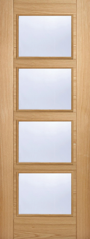 Oak Vancouver Clear Glazed 4L Pre-Finished Door
