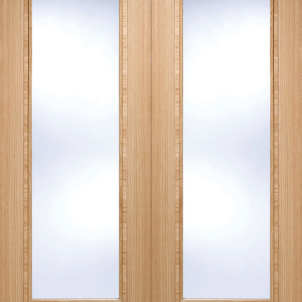 Pre-Finished Oak Vancouver Clear Glazed Door Pair