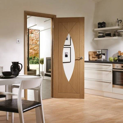 Oak Pesaro With Clear Glass Pre-Finished Door