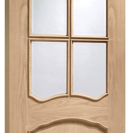 Oak Riviera With Clear Bevelled Glass And Raised Mouldings Unfinished Door