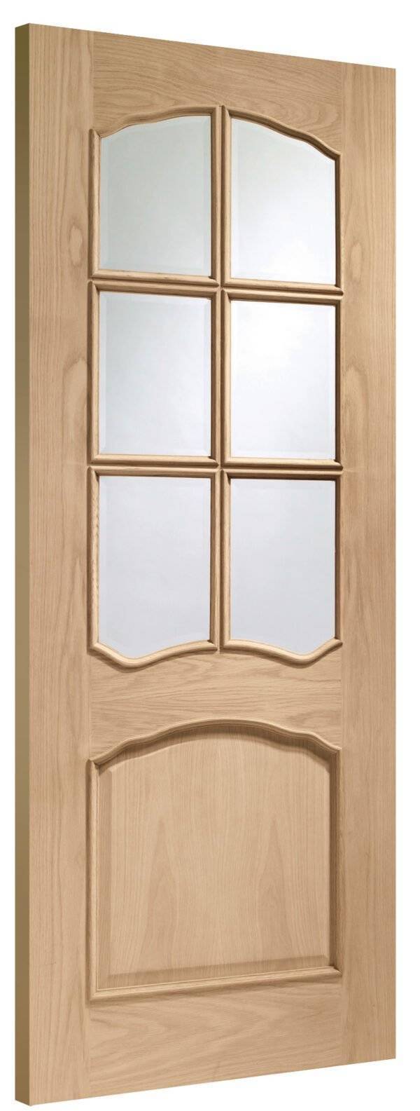 Oak Riviera With Clear Bevelled Glass And Raised Mouldings Unfinished Door