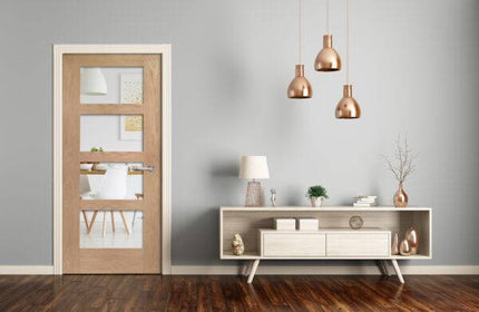 Oak Shaker With Clear Glass Unfinished FD30 Fire Door