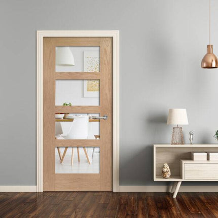 Oak Shaker With Clear Glass Unfinished Door