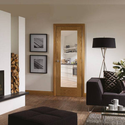 Oak Pattern 10 With Clear Glass Pre-Finished Door