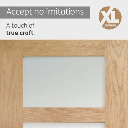 Oak Shaker With Clear Glass Unfinished FD30 Fire Door