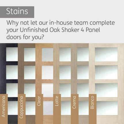 Oak Shaker With Clear Glass Unfinished FD30 Fire Door