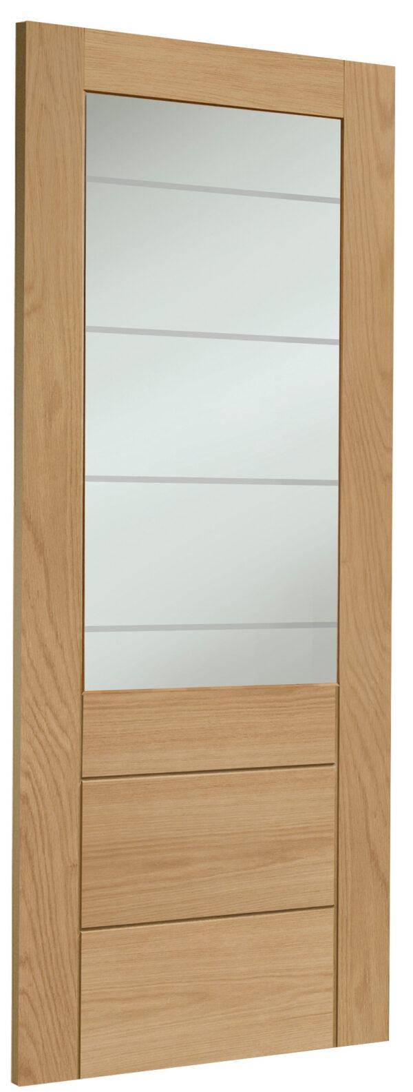 Oak Palermo Essential 2XG Clear Etched Glass Unfinished Door