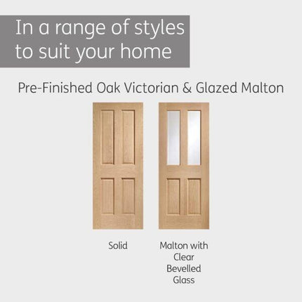 Oak Malton With Clear Bevelled Glass Pre-Finished Door