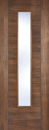 Walnut Laminate Vancouver Clear Glazed Pre-Finished Door