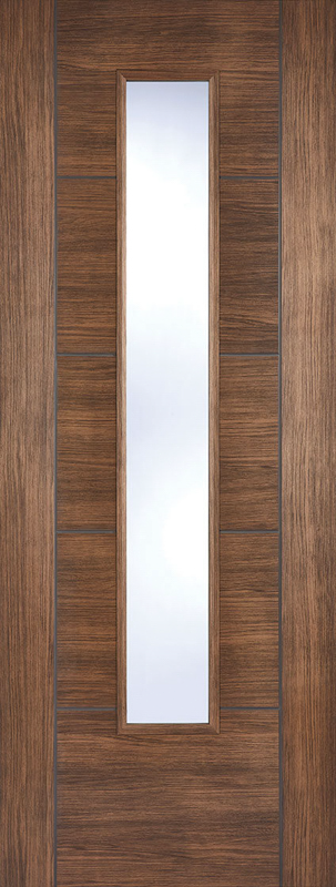 Walnut Laminate Vancouver Clear Glazed Pre-Finished Door