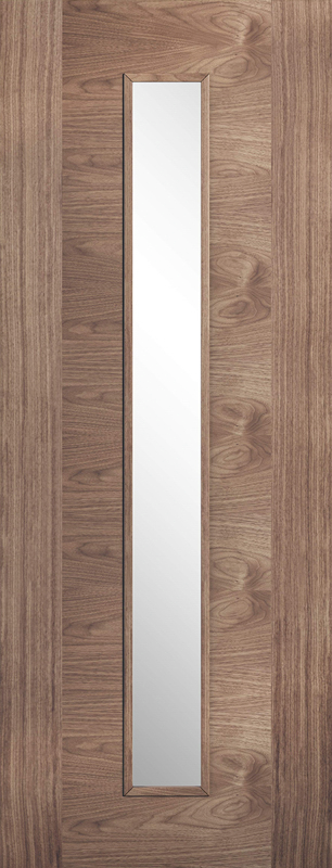 Walnut Sofia Clear Glazed 1L Pre-Finished Door