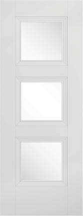 White Amsterdam Clear Glazed Primed Door