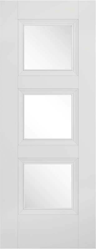 White Amsterdam Clear Glazed Primed Door