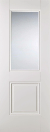 White Arnhem Clear Bevelled Glazed 1L Primed Door