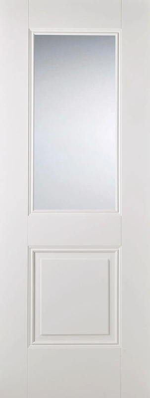 White Arnhem Clear Bevelled Glazed 1L Primed Door