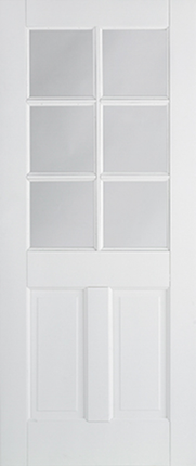 White Canterbury 2P Clear Glazed 6L Primed Door
