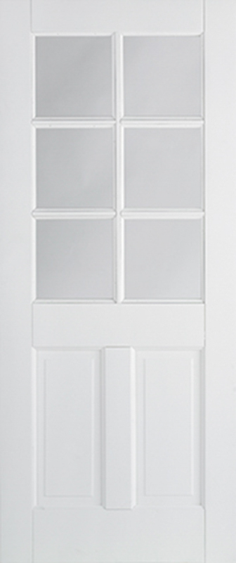 White Canterbury 2P Clear Glazed 6L Primed Door