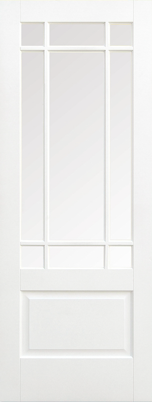 White Downham Clear Bevelled Glazed Primed Door