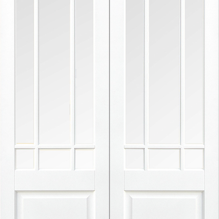 White Downham Clear Glazed 9L Primed Door Pair