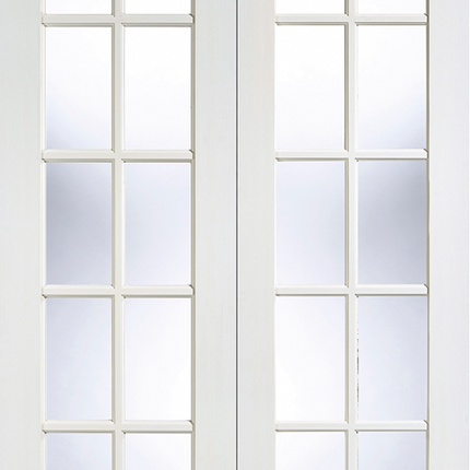 White GTPSA Clear Glazed Primed Door Pair