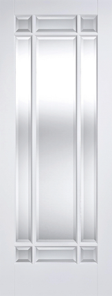 White Manhattan Clear Bevelled Glazed 9L Primed Door